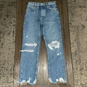 We The Free Tapered Baggy High Rise Boyfriend Jeans Mid Century Blue